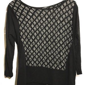 Lucky Brand Black and White Diamond Top Size Large